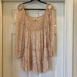 Gorgeous Hemant & Nandita Pink, Silver, Gold and White Dress.  Like New!